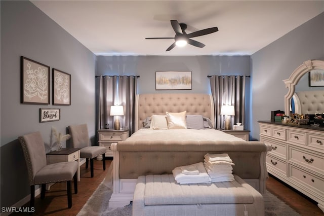 2759 Orange Grove Trl, Naples, FL 34120 - bedroom with dark wood finished floors and ceiling fan