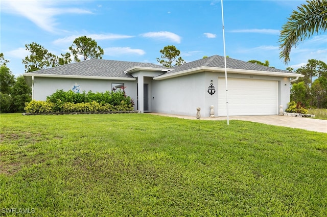 3901 NW 48th Ter, Cape Coral, FL 33993 - view of front of house with stucco siding, a garage, driveway, and a front yard