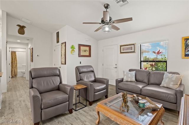 3901 NW 48th Ter, Cape Coral, FL 33993 - living area featuring lofted ceiling, light wood-style flooring, and ceiling fan