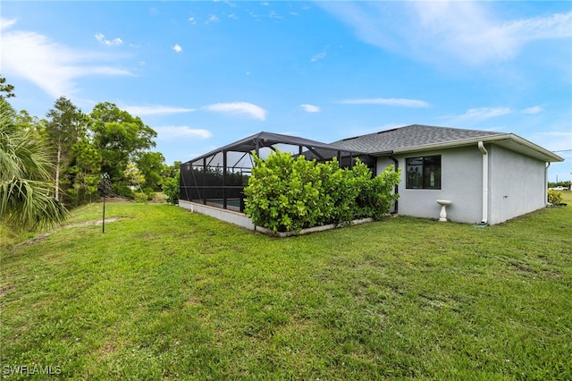 3901 NW 48th Ter, Cape Coral, FL 33993 - rear view of house with a lawn, a lanai, and stucco siding