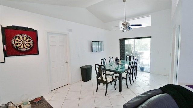 2780 39th St SW, Naples, FL 34117 - dining space with vaulted ceiling, ceiling fan, and light tile patterned flooring