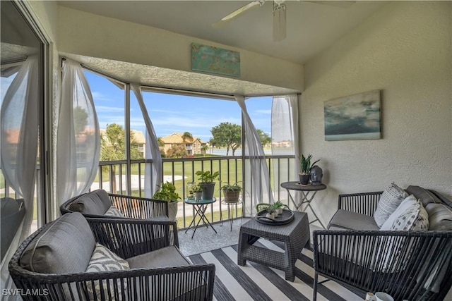 28076 Cavendish Ct Unit 2107, Bonita Springs, FL 34135 - sunroom / solarium with a ceiling fan, an outdoor living space, and plenty of natural light