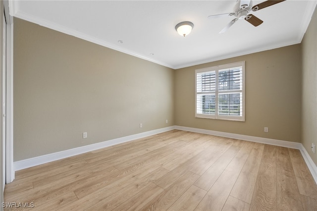 13644 Gulfbreeze St, Fort Myers, FL 33907 - spare room featuring light wood-type flooring, ceiling fan, and crown molding