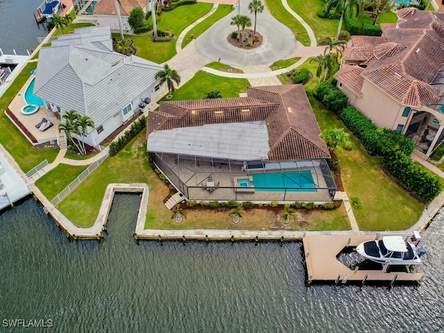 242 Angler Ct, Marco Island, FL 34145 - bird's eye view of a pool area and a large body of water