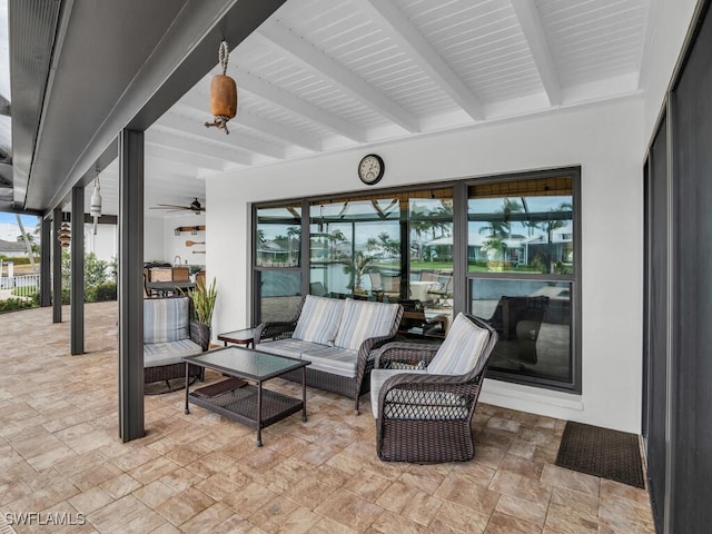 242 Angler Ct, Marco Island, FL 34145 - view of patio / terrace with an outdoor living space and ceiling fan