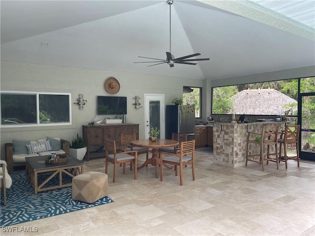 260 29th St SW, Naples, FL 34117 - view of patio / terrace featuring an outdoor kitchen, outdoor lounge area, an outdoor bar, and a ceiling fan