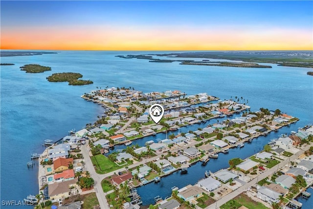 2839 Janet St, Matlacha, FL 33993 - aerial view at dusk of a water view and a residential view