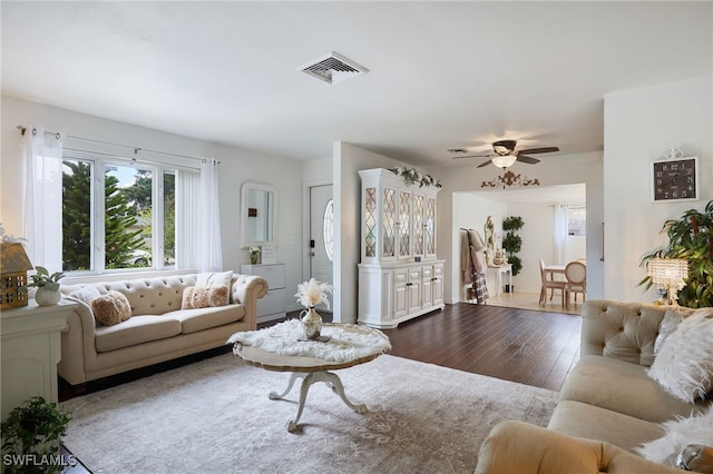 13219 2nd St, Fort Myers, FL 33905 - living room featuring dark wood finished floors and a ceiling fan