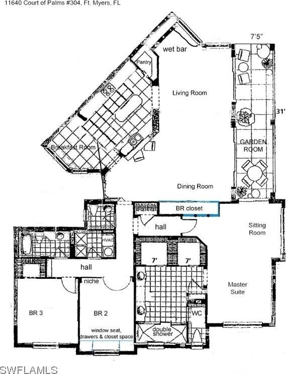 11640 Court Of Palms Unit 304, Fort Myers, FL 33908 - view of floor plan / room layout