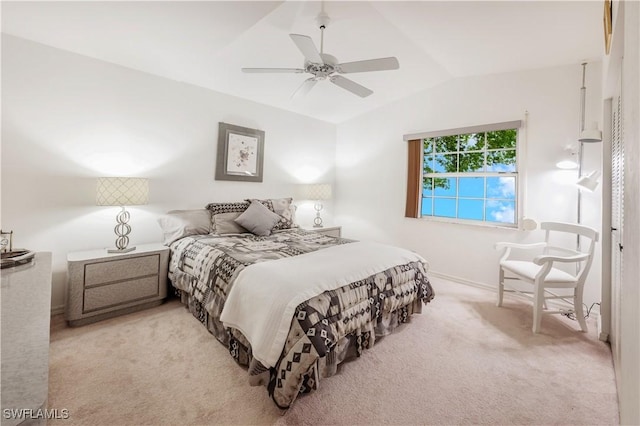2141 Tama Cir Unit 202, Naples, FL 34112 - carpeted bedroom featuring lofted ceiling and a ceiling fan