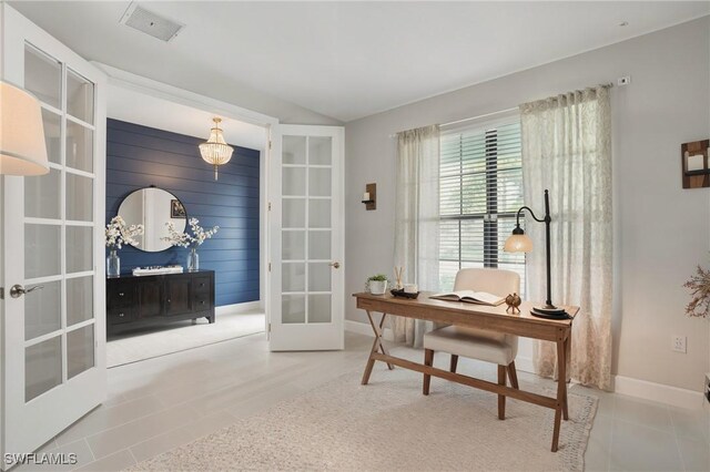 10415 Ventana Ln, Naples, FL 34120 - office area featuring french doors and baseboards