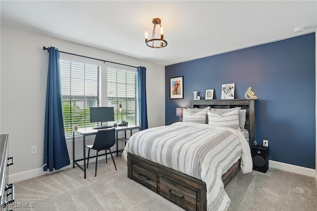 10415 Ventana Ln, Naples, FL 34120 - bedroom featuring a chandelier, carpet floors, and a desk