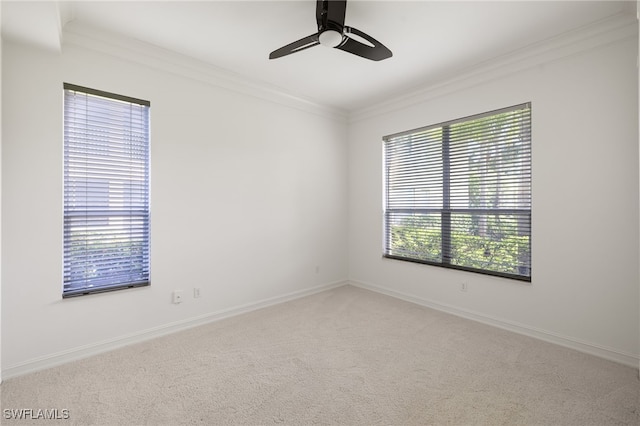 1880 Les Chateaux Blvd Unit 104, Naples, FL 34109 - carpeted empty room with crown molding and ceiling fan