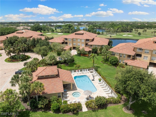 1880 Les Chateaux Blvd Unit 104, Naples, FL 34109 - drone / aerial view of a nearby body of water and a golf course
