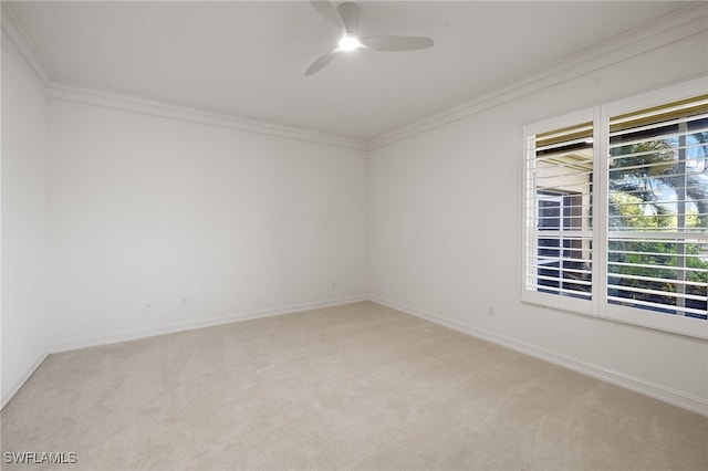 1880 Les Chateaux Blvd Unit 104, Naples, FL 34109 - spare room with light carpet, ornamental molding, and ceiling fan