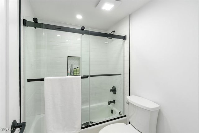 4126 Belair Ln Unit C6, Naples, FL 34103 - full bath with shower / bath combination with glass door, toilet, and recessed lighting