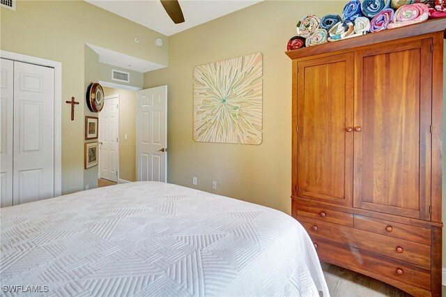 18273 Creekside Preserve Loop Unit 101, Fort Myers, FL 33908 - bedroom featuring a ceiling fan and a closet
