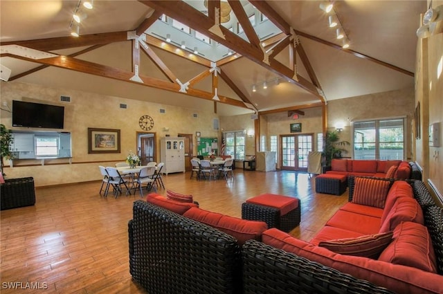 13460 Wild Cotton Ct, North Fort Myers, FL 33903 - lobby featuring high vaulted ceiling and beamed ceiling