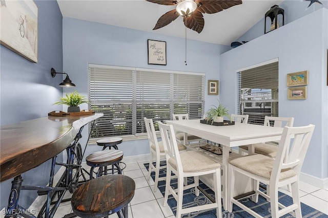 13460 Wild Cotton Ct, North Fort Myers, FL 33903 - dining area with ceiling fan, light tile patterned floors, healthy amount of natural light, and baseboards
