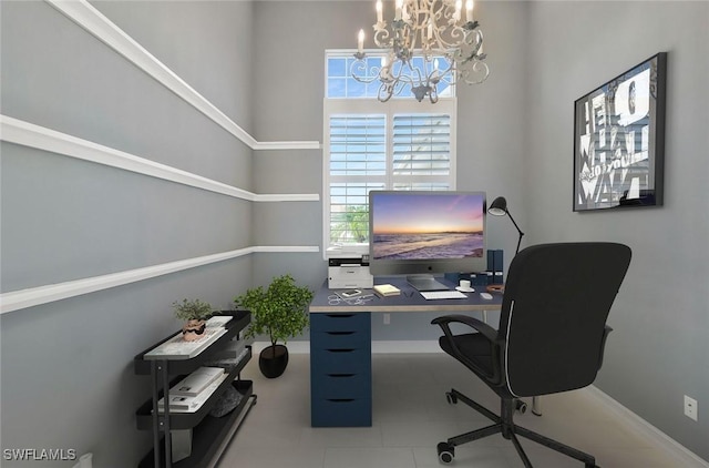 14792 Spinnaker Way, Naples, FL 34114 - office with a chandelier and baseboards