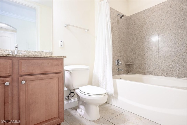 1314 Corso Palermo Ct Unit 1802, Naples, FL 34105 - full bath featuring toilet, shower / bath combination with curtain, vanity, and tile patterned flooring