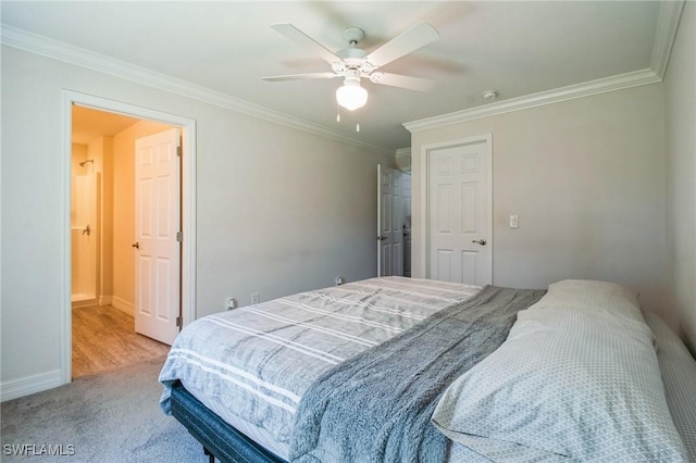 6009 S Moss Cir, Labelle, FL 33935 - bedroom with crown molding, a ceiling fan, carpet, and baseboards