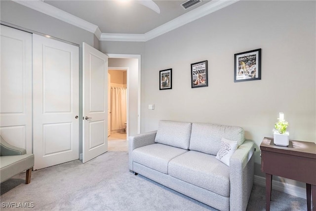 4330 Aurora St, Naples, FL 34119 - living area featuring ornamental molding and light colored carpet