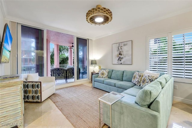 401 Bayfront Pl Unit 3301, Naples, FL 34102 - living room with ornamental molding