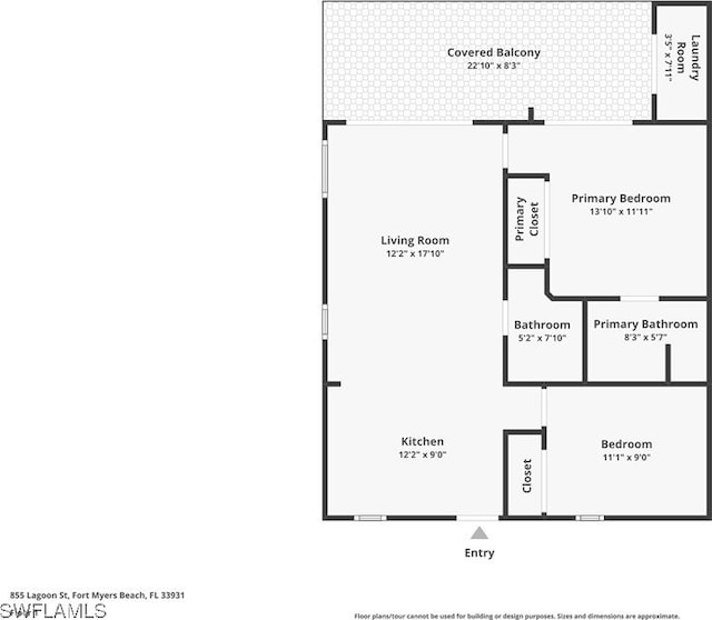 855 Lagoon St Unit 3, Fort Myers Beach, FL 33931 - home floor plan
