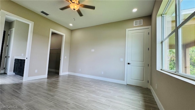 1115 Leader St, Labelle, FL 33935 - unfurnished room featuring a ceiling fan, baseboards, recessed lighting, and light wood-style flooring