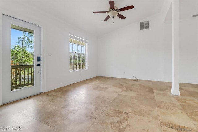 2940 14th Ave SE, Naples, FL 34117 - foyer with vaulted ceiling, plenty of natural light, and a ceiling fan