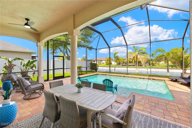 1206 SW 18th Ave, Cape Coral, FL 33991 - view of patio featuring a lanai and ceiling fan
