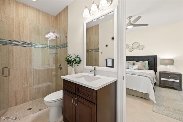 1206 SW 18th Ave, Cape Coral, FL 33991 - bathroom with tile patterned floors, vanity, ensuite bath, a stall shower, and toilet