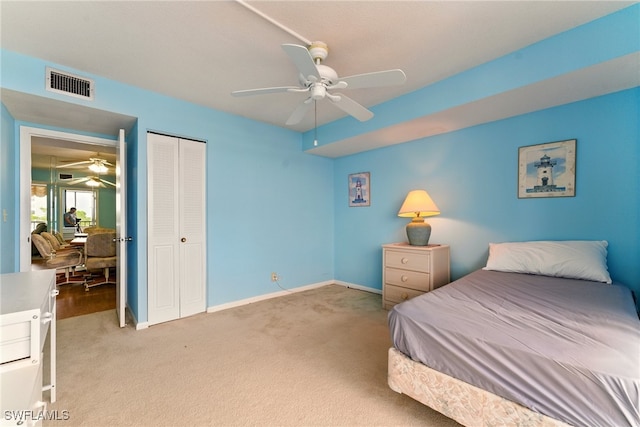 3460 N Key Dr Unit 409, North Fort Myers, FL 33903 - carpeted bedroom with a closet, baseboards, and ceiling fan