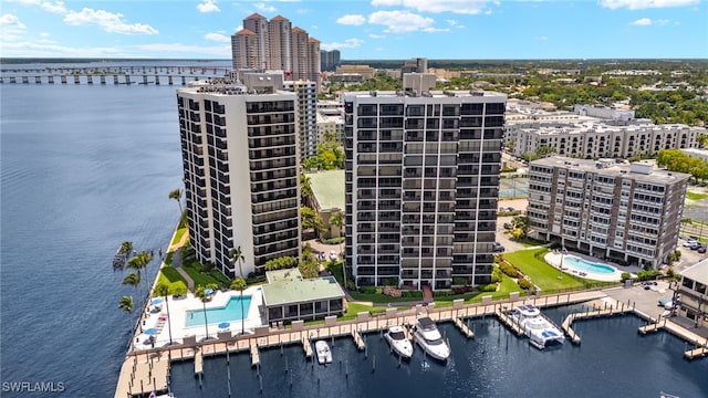 1920 Virginia Ave Unit 102, Fort Myers, FL 33901 - drone / aerial view of a large body of water and apartment complex