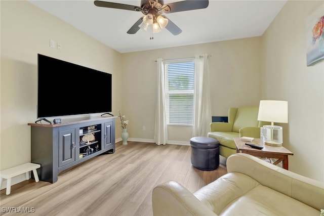 2223 SW 16th Ter, Cape Coral, FL 33991 - living area with light wood-style floors, ceiling fan, and baseboards