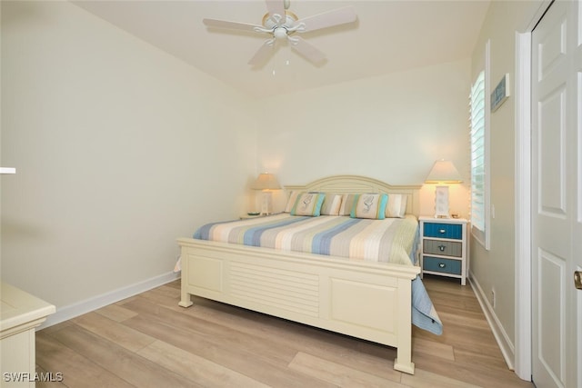 9110 Bayberry Bnd Unit 102, Fort Myers, FL 33908 - bedroom featuring light wood-style floors, baseboards, and a ceiling fan