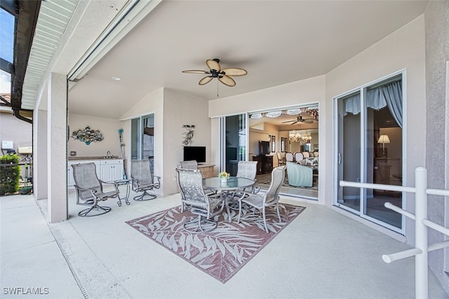 9211 Independence Way, Fort Myers, FL 33913 - view of patio with ceiling fan and a sink