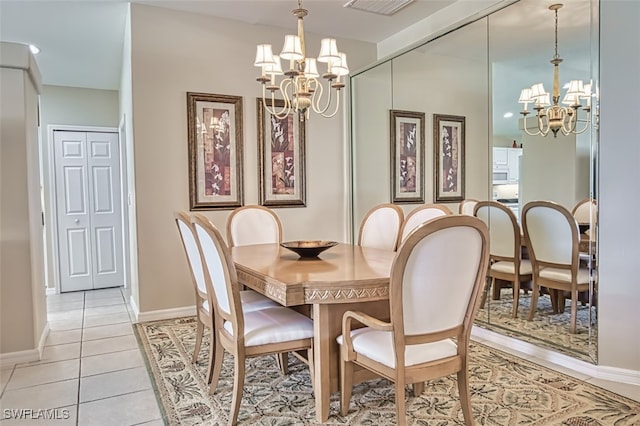 9211 Independence Way, Fort Myers, FL 33913 - dining area featuring a chandelier and light tile patterned floors