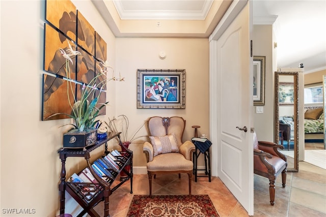 11600 Court Of Palms Unit 301, Fort Myers, FL 33908 - living area with crown molding and a tray ceiling