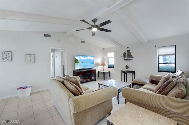 1528 SW 52nd Ln, Cape Coral, FL 33914 - living room featuring a ceiling fan, light tile patterned floors, and baseboards