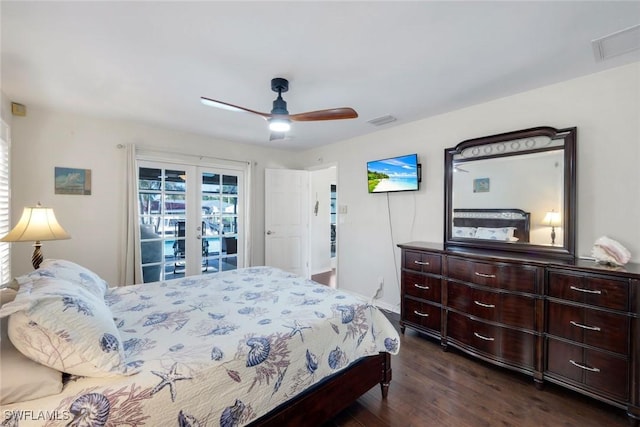 1528 SW 52nd Ln, Cape Coral, FL 33914 - bedroom with access to outside, dark wood finished floors, and ceiling fan