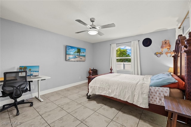 1226 SW 15th Ter, Cape Coral, FL 33991 - bedroom with a ceiling fan, light tile patterned floors, and a desk