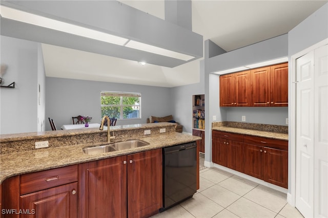 1226 SW 15th Ter, Cape Coral, FL 33991 - kitchen featuring dishwasher, light tile patterned floors, and light stone counters