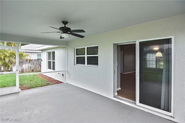 4016 35th St SW, Lehigh Acres, FL 33976 - unfurnished sunroom with ceiling fan