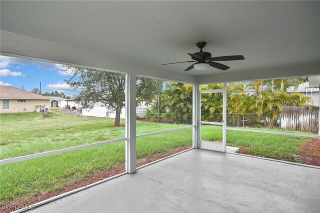 4016 35th St SW, Lehigh Acres, FL 33976 - unfurnished sunroom with ceiling fan