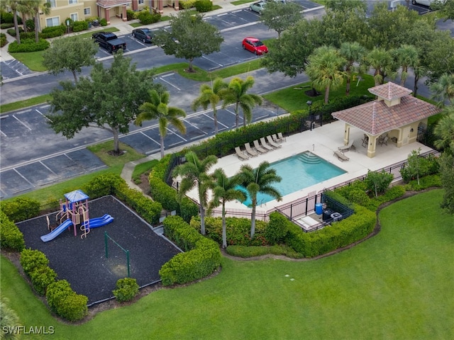 12021 Rock Brook Run Unit 2106, Fort Myers, FL 33913 - bird's eye view of a pool area