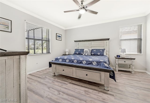 3742 Treasure Cove Cir, Naples, FL 34114 - bedroom with wood finished floors, ornamental molding, baseboards, and ceiling fan