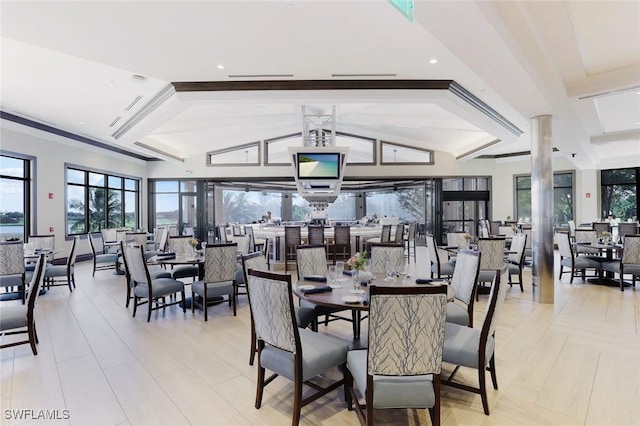 10026 Lions Bay Ct, Naples, FL 34120 - dining area with healthy amount of natural light and ornate columns