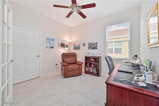 2113 Summersweet Dr, Alva, FL 33920 - office space with a ceiling fan, plenty of natural light, and light tile patterned flooring
